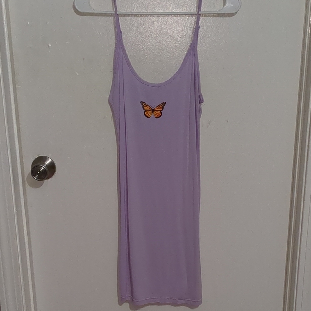 Purple Slip Dress with Butterfly Detail
